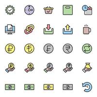iconos de contorno de color rellenos para negocios y finanzas. vector