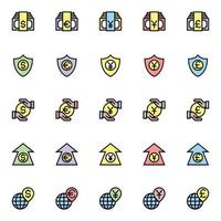 Filled color outline icons for Business and financial. vector