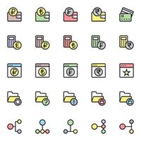 iconos de contorno de color rellenos para negocios y finanzas. vector