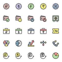 Filled color outline icons for Business and financial. vector