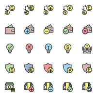 Filled color outline icons for Business and financial. vector