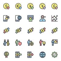 Filled color outline icons for Business and financial. vector