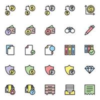 Filled color outline icons for Business and financial. vector