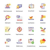 Collection of Customer Survey Flat Icons vector