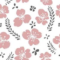 Blooming flower with leaves, floral pattern print vector