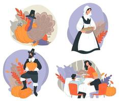 Family celebration of thanksgiving day vector