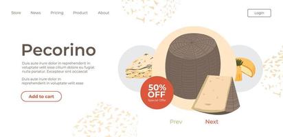 Pecorino Italian cheese on sale in online store vector