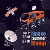 campamento de verano espacial, invitación de entrenamiento de astronautas vector