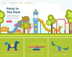 Party in park, amusement playground for children vector