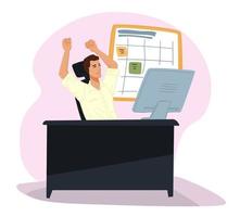 Manager or worker stretching at working place vector