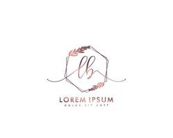 Initial LB Feminine logo beauty monogram and elegant logo design, handwriting logo of initial signature, wedding, fashion, floral and botanical with creative template vector