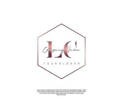 Initial LC Feminine logo beauty monogram and elegant logo design, handwriting logo of initial signature, wedding, fashion, floral and botanical with creative template vector