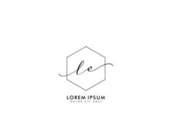 Initial LE Feminine logo beauty monogram and elegant logo design, handwriting logo of initial signature, wedding, fashion, floral and botanical with creative template vector