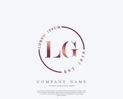 Initial LG Feminine logo beauty monogram and elegant logo design, handwriting logo of initial signature, wedding, fashion, floral and botanical with creative template vector