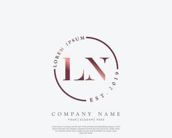 Initial LN Feminine logo beauty monogram and elegant logo design, handwriting logo of initial signature, wedding, fashion, floral and botanical with creative template vector