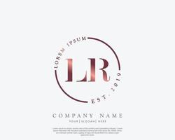 Initial LR Feminine logo beauty monogram and elegant logo design, handwriting logo of initial signature, wedding, fashion, floral and botanical with creative template vector