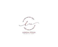 Initial LU Feminine logo beauty monogram and elegant logo design, handwriting logo of initial signature, wedding, fashion, floral and botanical with creative template vector