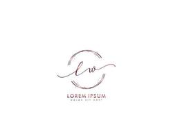 Initial LW Feminine logo beauty monogram and elegant logo design, handwriting logo of initial signature, wedding, fashion, floral and botanical with creative template vector