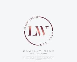 Initial LW Feminine logo beauty monogram and elegant logo design, handwriting logo of initial signature, wedding, fashion, floral and botanical with creative template vector