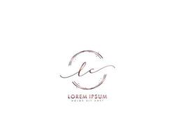 Initial LC Feminine logo beauty monogram and elegant logo design, handwriting logo of initial signature, wedding, fashion, floral and botanical with creative template vector