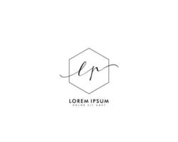 Initial LP Feminine logo beauty monogram and elegant logo design, handwriting logo of initial signature, wedding, fashion, floral and botanical with creative template vector