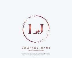 Initial LJ Feminine logo beauty monogram and elegant logo design, handwriting logo of initial signature, wedding, fashion, floral and botanical with creative template vector