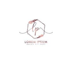 Initial LP Feminine logo beauty monogram and elegant logo design, handwriting logo of initial signature, wedding, fashion, floral and botanical with creative template vector