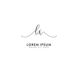 Initial LX Feminine logo beauty monogram and elegant logo design, handwriting logo of initial signature, wedding, fashion, floral and botanical with creative template vector