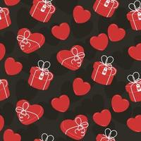 Seamless valentines day pattern with boxes in flat style vector