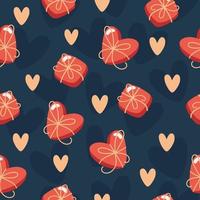 Seamless valentines day pattern with boxes in flat style vector