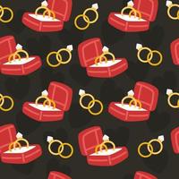 Seamless valentines day pattern with boxes and rings in flat style vector