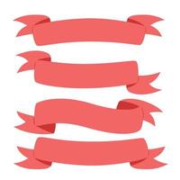 Set of red ribbons for valentine's day in flat style vector