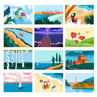 Summer landscapes and sandy hot beaches vacation vector