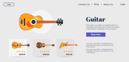 tienda de música en línea, compra de guitarra en vector de sitio web