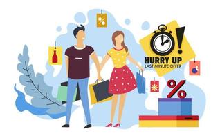 Last minute offer for clients, shoppers discounts vector