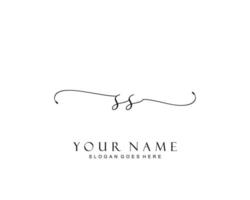 Initial SS beauty monogram and elegant logo design, handwriting logo of initial signature, wedding, fashion, floral and botanical with creative template. vector