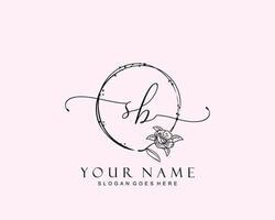 Initial SB beauty monogram and elegant logo design, handwriting logo of initial signature, wedding, fashion, floral and botanical with creative template. vector