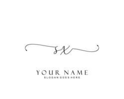 Initial SX beauty monogram and elegant logo design, handwriting logo of initial signature, wedding, fashion, floral and botanical with creative template. vector
