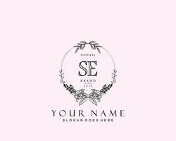 Initial SE beauty monogram and elegant logo design, handwriting logo of initial signature, wedding, fashion, floral and botanical with creative template. vector