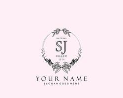 Initial SJ beauty monogram and elegant logo design, handwriting logo of initial signature, wedding, fashion, floral and botanical with creative template. vector