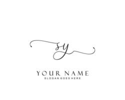 Initial SY beauty monogram and elegant logo design, handwriting logo of initial signature, wedding, fashion, floral and botanical with creative template. vector