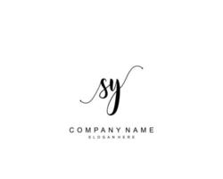 Initial SY beauty monogram and elegant logo design, handwriting logo of initial signature, wedding, fashion, floral and botanical with creative template. vector