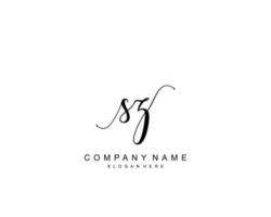 monograma de belleza sz inicial y diseño de logotipo elegante, logotipo de escritura a mano de firma inicial, boda, moda, floral y botánica con plantilla creativa. vector