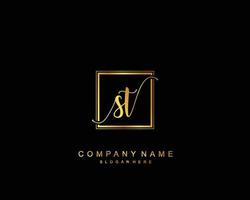 Initial ST beauty monogram and elegant logo design, handwriting logo of initial signature, wedding, fashion, floral and botanical with creative template. vector