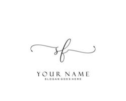 monograma de belleza sf inicial y diseño de logotipo elegante, logotipo de escritura a mano de firma inicial, boda, moda, floral y botánica con plantilla creativa. vector