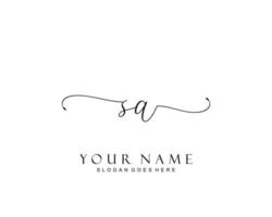Initial SA beauty monogram and elegant logo design, handwriting logo of initial signature, wedding, fashion, floral and botanical with creative template. vector
