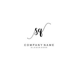 Initial SQ beauty monogram and elegant logo design, handwriting logo of initial signature, wedding, fashion, floral and botanical with creative template. vector