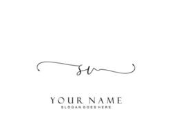 Initial SV beauty monogram and elegant logo design, handwriting logo of initial signature, wedding, fashion, floral and botanical with creative template. vector