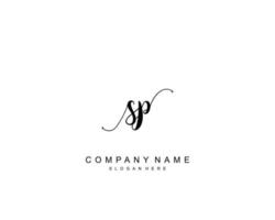 monograma de belleza sp inicial y diseño de logotipo elegante, logotipo de escritura a mano de firma inicial, boda, moda, floral y botánica con plantilla creativa. vector