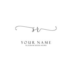 Initial SR beauty monogram and elegant logo design, handwriting logo of initial signature, wedding, fashion, floral and botanical with creative template. vector